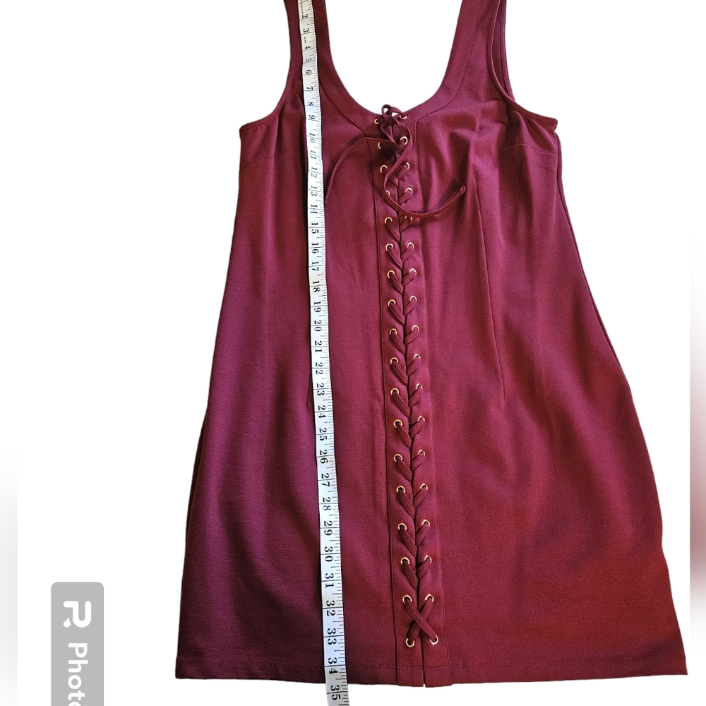 Guess womens XL mini dress NWOT. Maroon lace up front and back zipper. - Picture 8 of 12